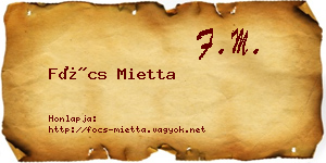 Föcs Mietta névjegykártya